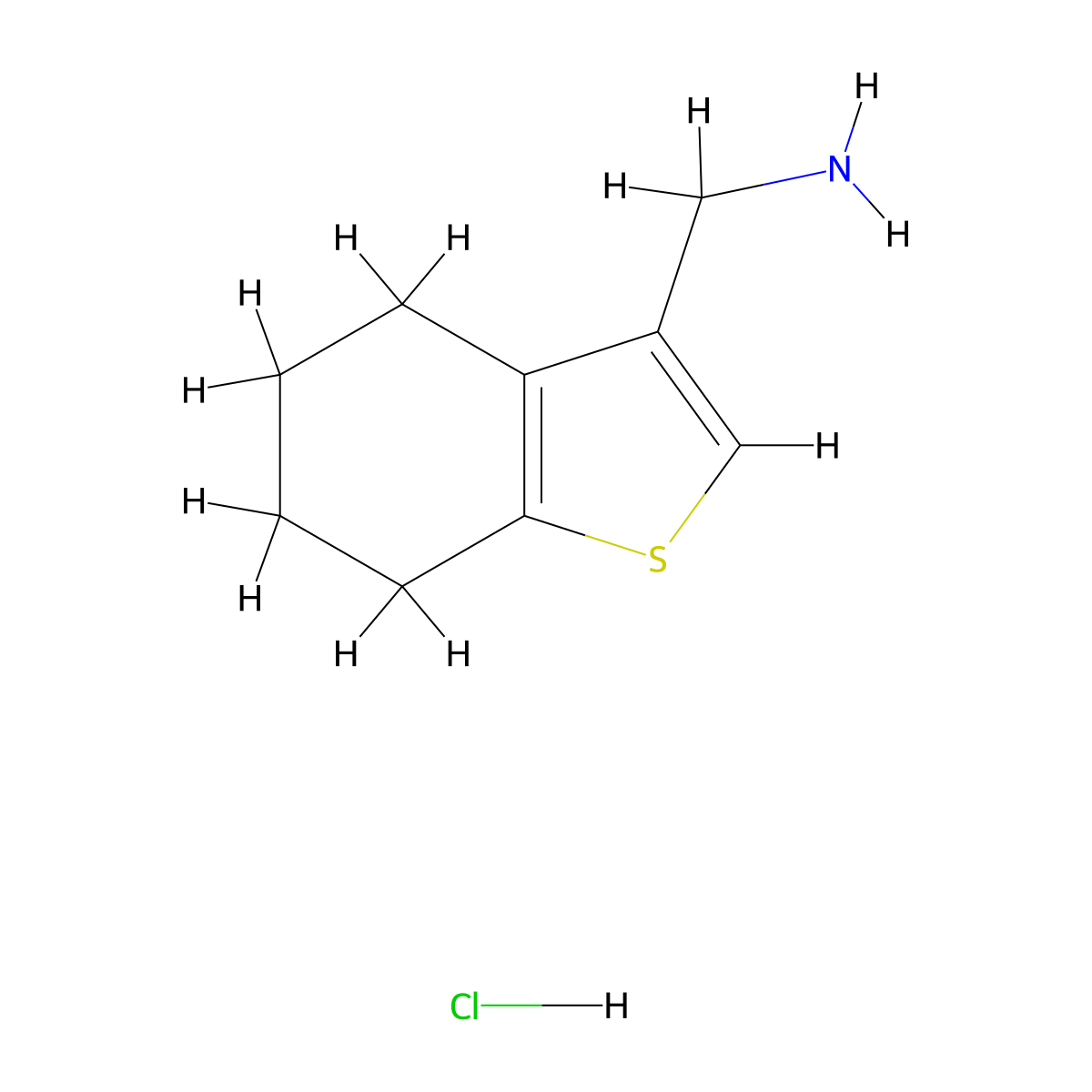 (4,5,6,7-Tetrahydro-1-benzothien-3-ylmethyl)amine hydrochloride molecular structure, CAS 1050509-07-3