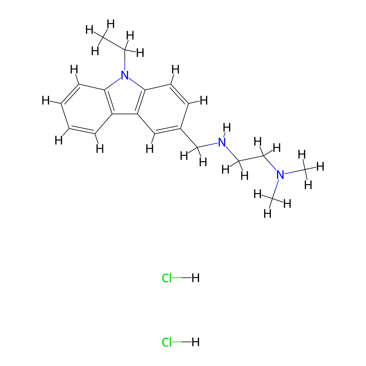 N'-[(9-ethyl-9H-carbazol-3-yl)methyl]-N,N-dimethylethane-1,2-diamine dihydrochloride molecular structure, CAS 1050509-12-0