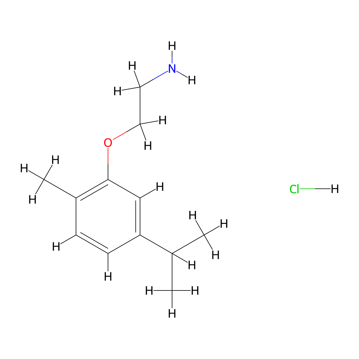 2-(5-Isopropyl-2-methyl-phenoxy)-ethylamine hydrochloride molecular structure, CAS 1050509-23-3