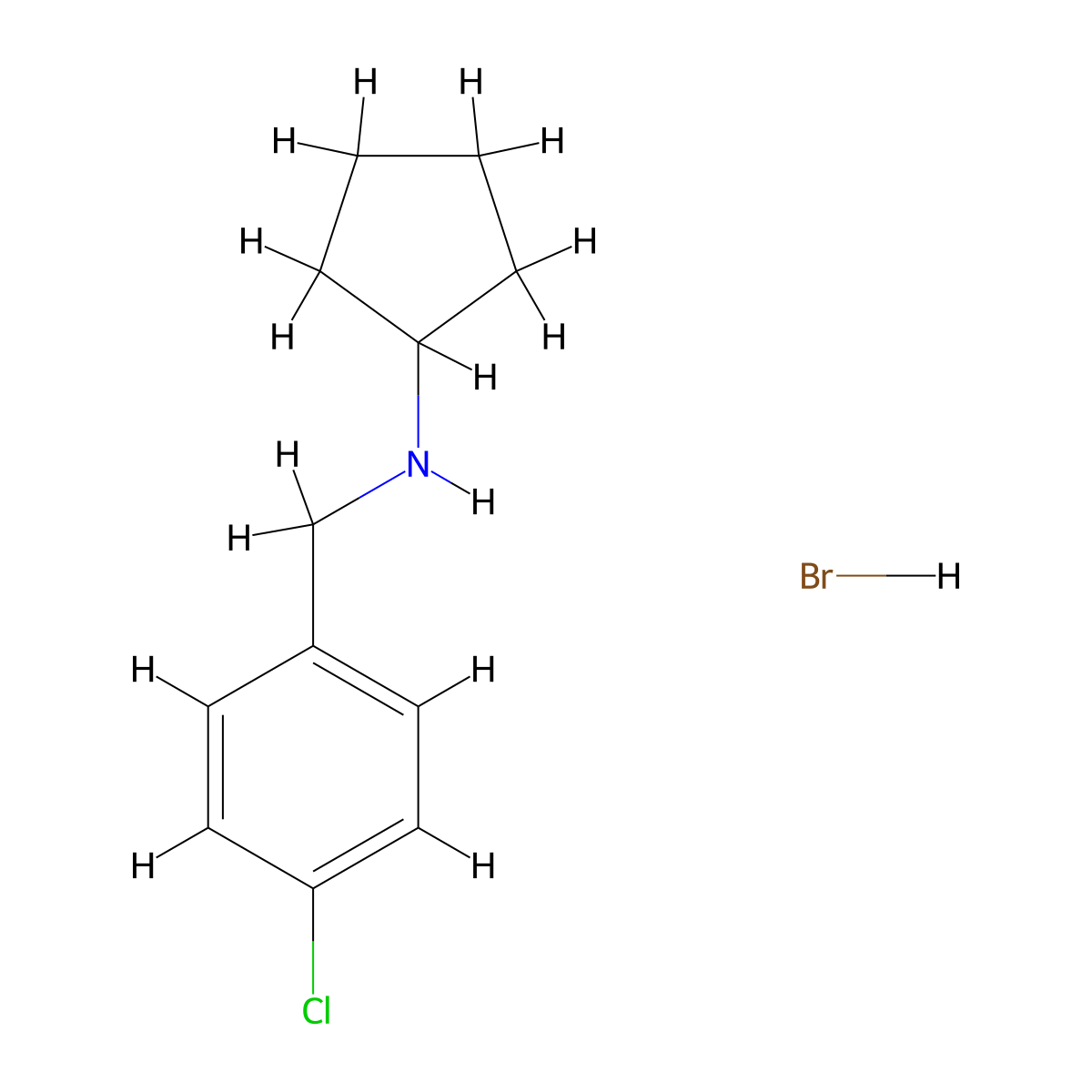 N-(4-chlorobenzyl)cyclopentanamine hydrobromide molecular structure, CAS 1050509-24-4