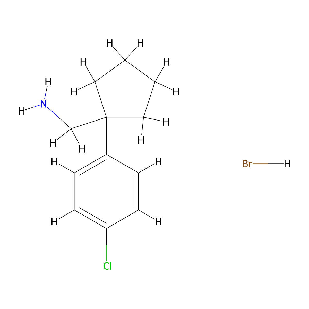 {[1-(4-Chlorophenyl)cyclopentyl]methyl}amine hydrobromide molecular structure, CAS 1050509-35-7
