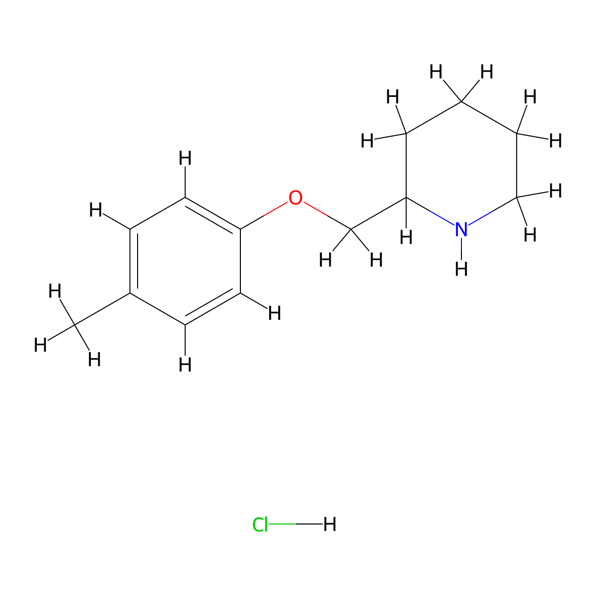 2-[(4-Methylphenoxy)methyl]piperidine hydrochloride molecular structure, CAS 1050509-47-1