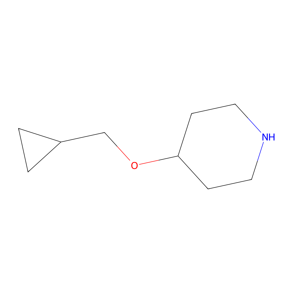 4-(Cyclopropylmethoxy)piperidine molecular structure, CAS 1050509-48-2