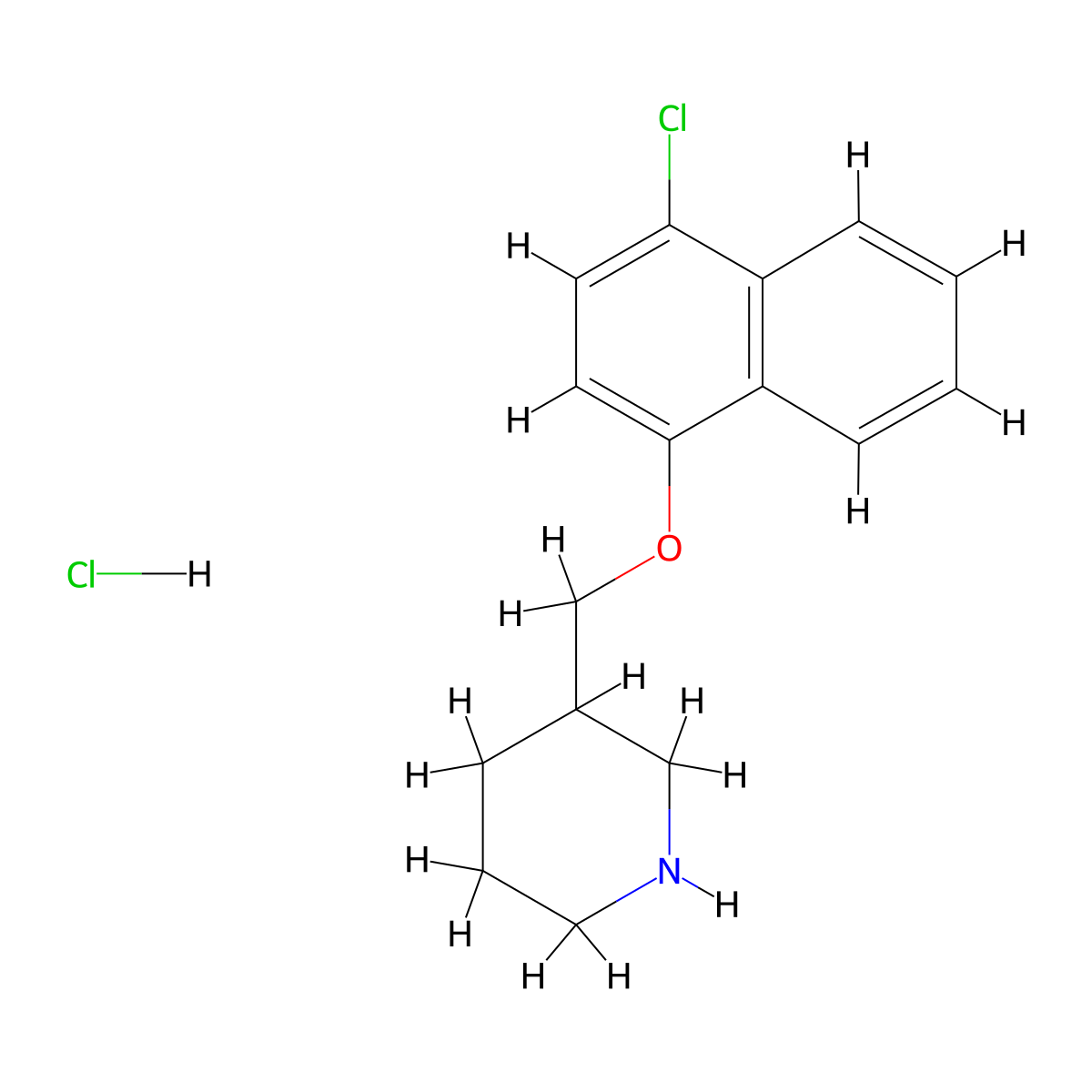 4-Chloro-1-naphthyl 3-piperidinylmethyl ether hydrochloride molecular structure, CAS 1050509-55-1