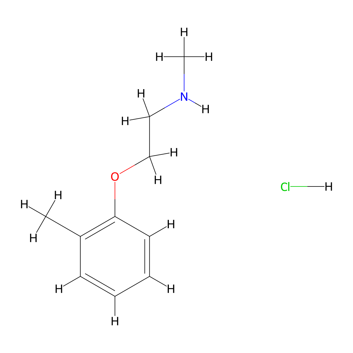 N-Methyl-2-(2-methylphenoxy)-1-ethanamine hydrochloride molecular structure, CAS 1050509-58-4