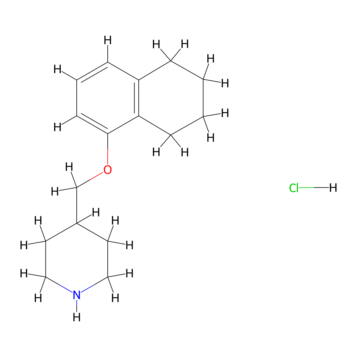4-[(5,6,7,8-Tetrahydro-1-naphthalenyloxy)-methyl]piperidine hydrochloride molecular structure, CAS 1050509-59-5