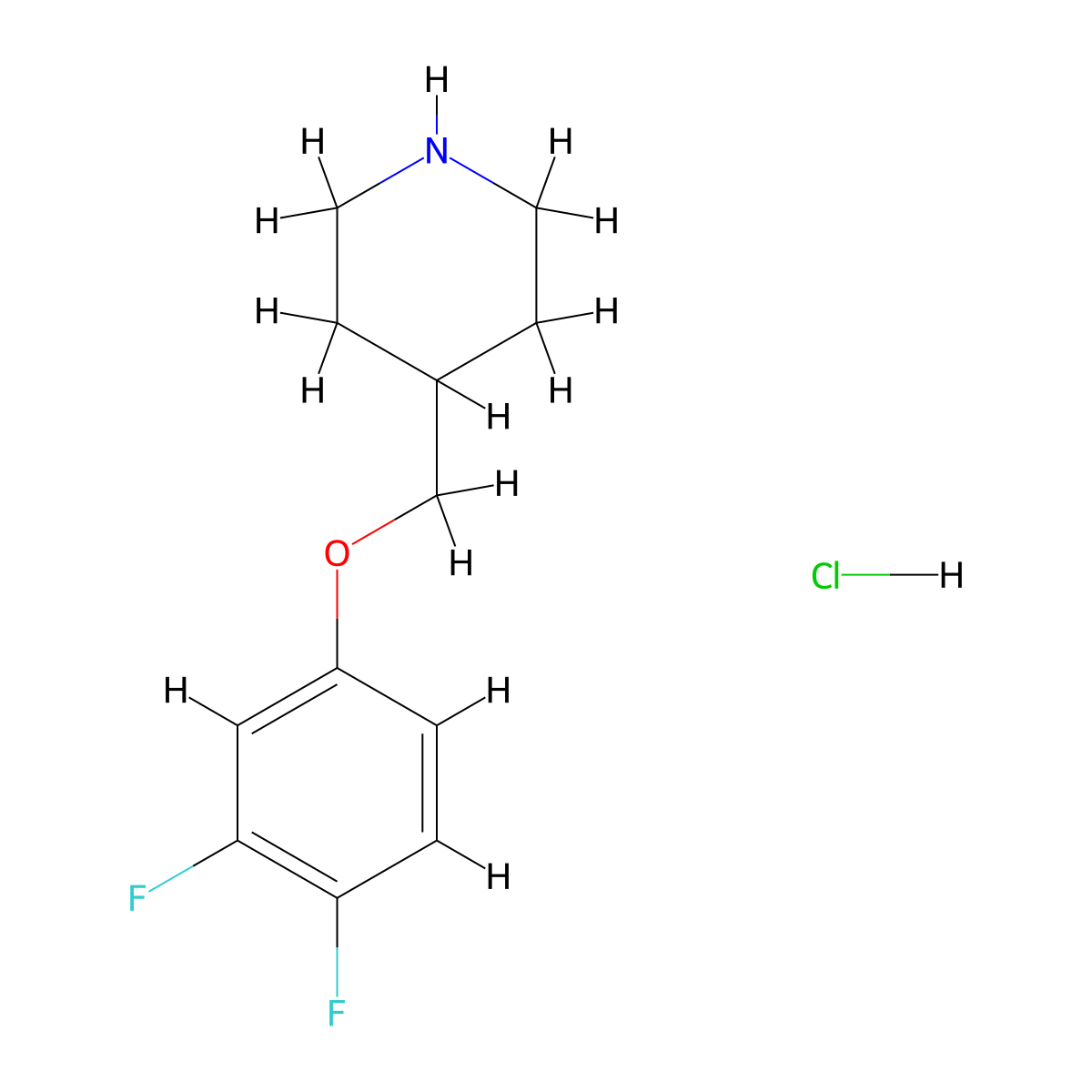 4-[(3,4-Difluorophenoxy)methyl]piperidine hydrochloride molecular structure, CAS 1050509-63-1