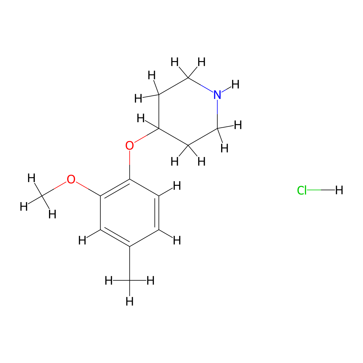 4-(2-Methoxy-4-methylphenoxy)piperidine hydrochloride molecular structure, CAS 1050509-65-3