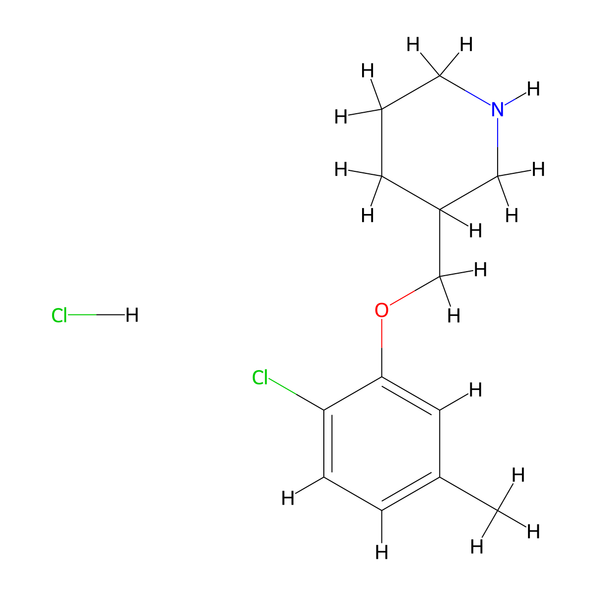 2-Chloro-5-methylphenyl 3-piperidinylmethyl ether hydrochloride molecular structure, CAS 1050509-67-5
