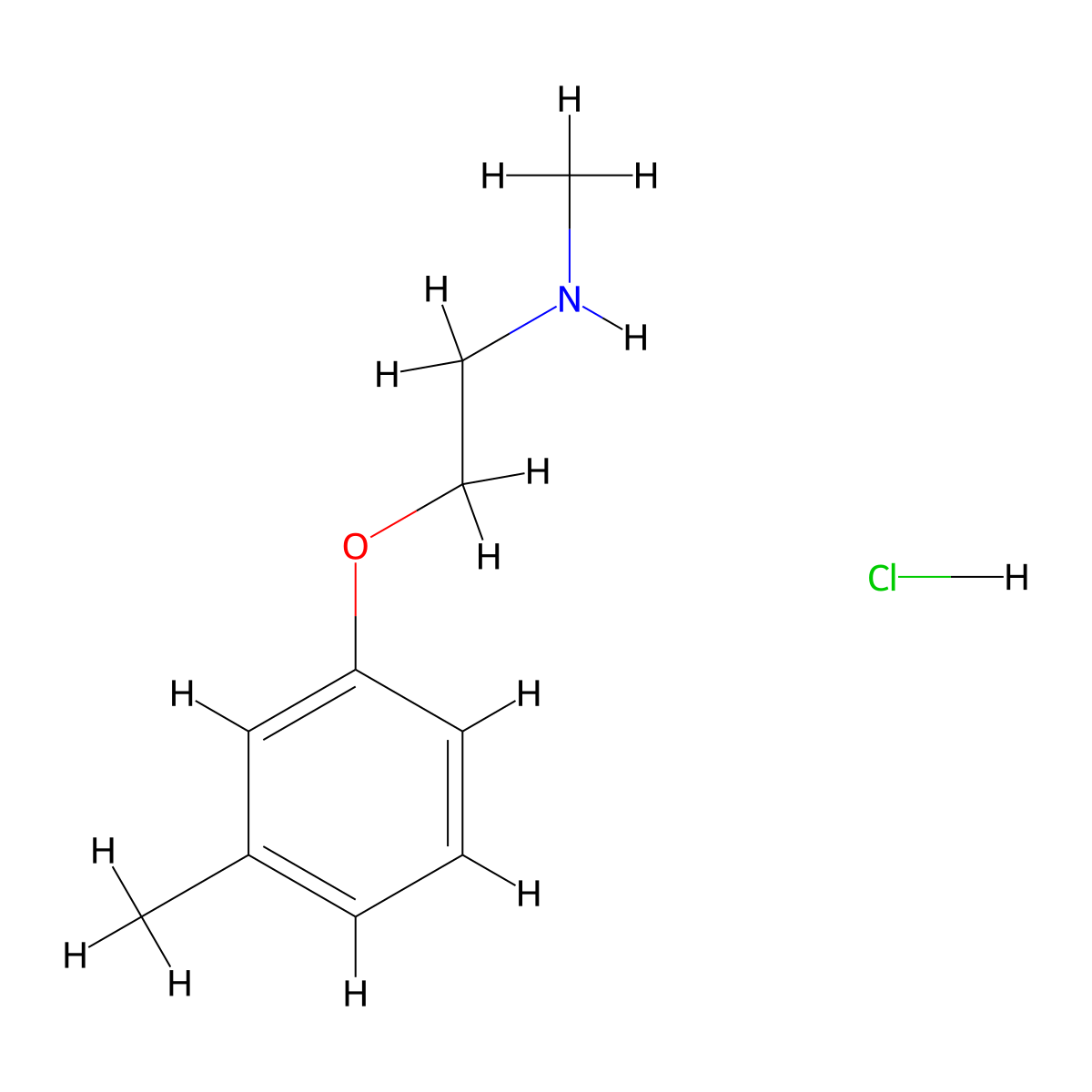 Methyl(2-(3-methylphenoxy)ethyl)amine hydrochloride molecular structure, CAS 1050509-68-6