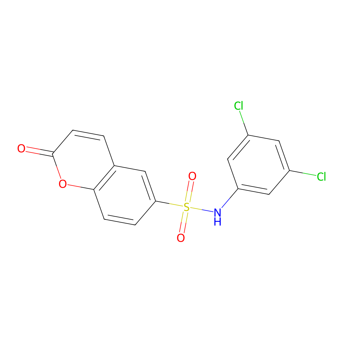 N-(3,5-dichlorophenyl)-2-oxo-2H-chromene-6-sulfonamide molecular structure, CAS 1050546-08-1