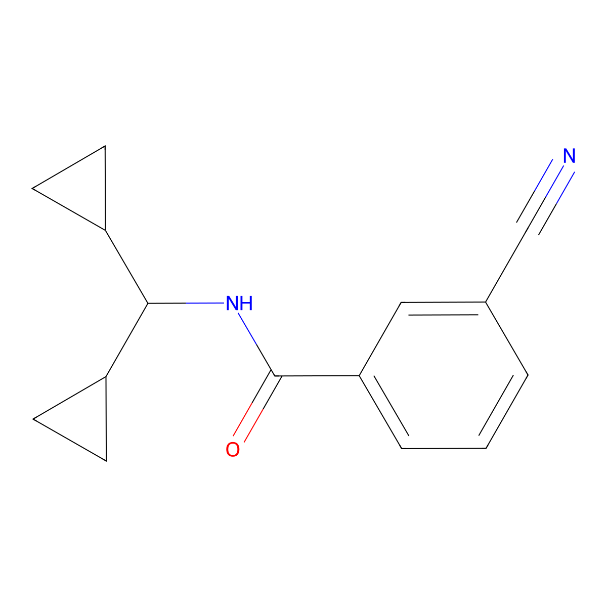 3-cyano-N-(dicyclopropylmethyl)benzamide molecular structure, CAS 1050549-96-6
