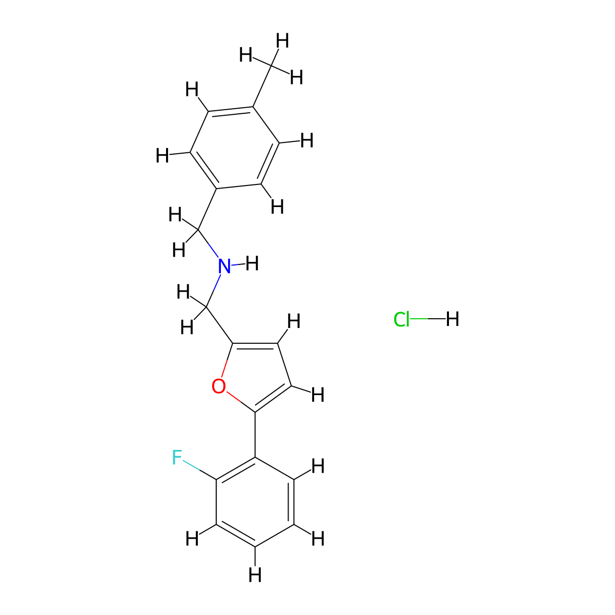 1-(5-(2-Fluorophenyl)furan-2-yl)-N-(4-methylbenzyl)methanamine hydrochloride molecular structure, CAS 1050556-03-0