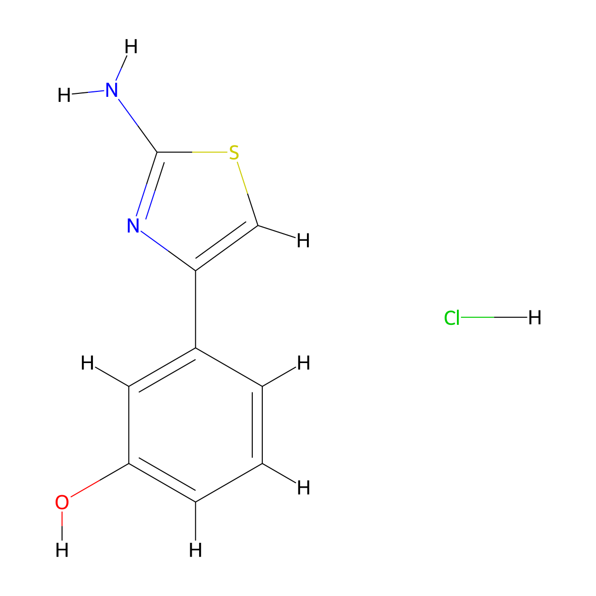 3-(2-amino-4-thiazolyl)Phenol hydrochloride molecular structure, CAS 1050556-38-1