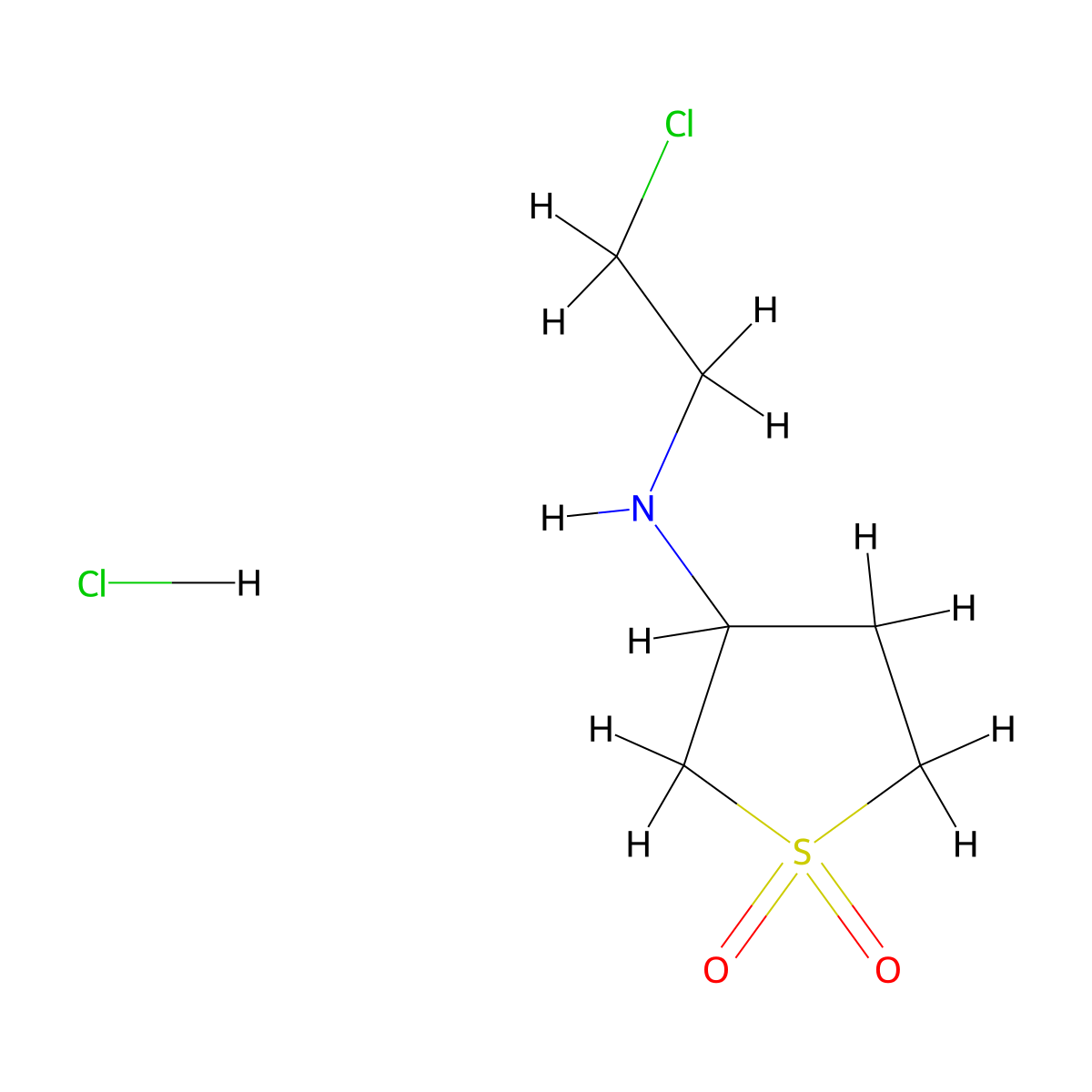 3-Thiophenamine, N-(2-chloroethyl)tetrahydro-, 1,1-dioxide, hydrochloride (1:1) molecular structure, CAS 1050556-39-2