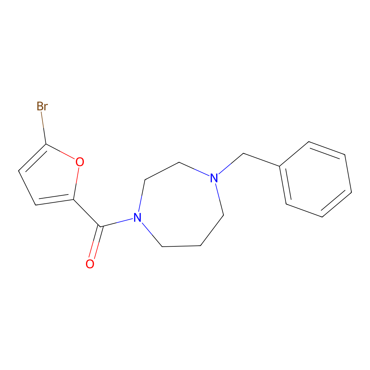 (4-Benzyl-1,4-diazepan-1-yl)(5-bromofuran-2-yl)methanone molecular structure, CAS 1050587-25-1