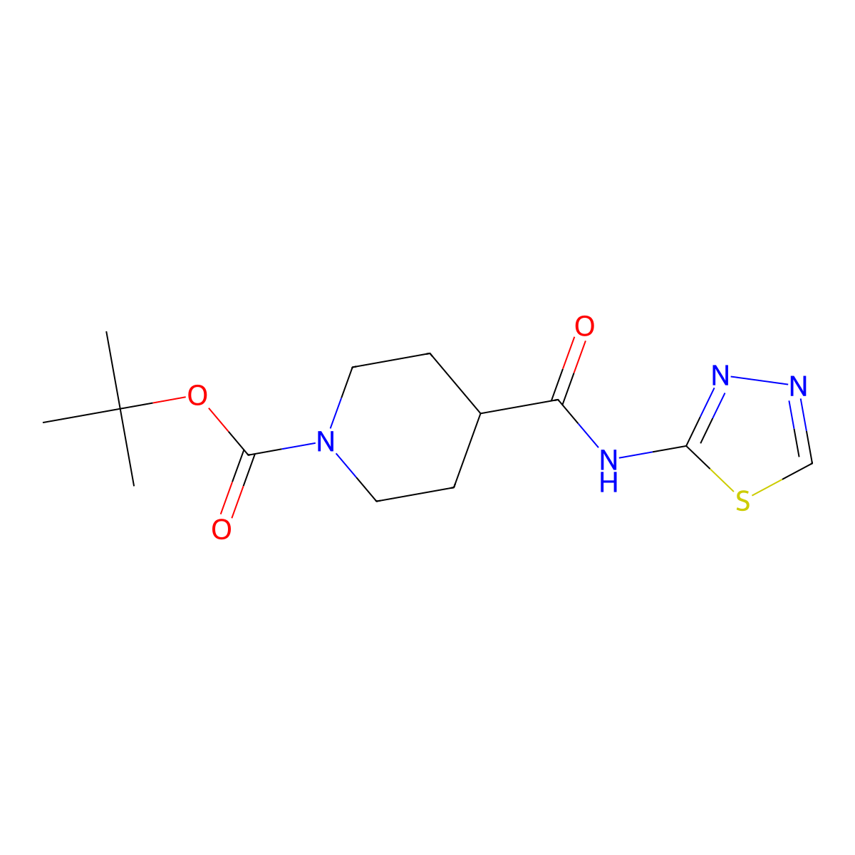 Tert-butyl 4-(1,3,4-thiadiazol-2-ylcarbamoyl)piperidine-1-carboxylate molecular structure, CAS 1050588-47-0