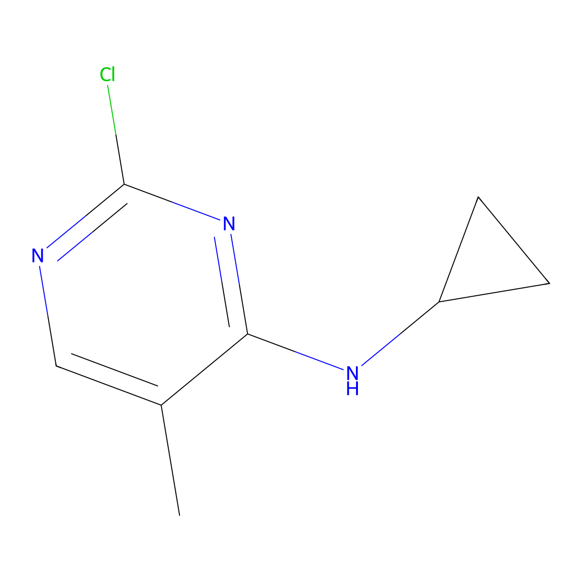 2-chloro-N-cyclopropyl-5-methylpyrimidin-4-amine molecular structure, CAS 1050602-57-7
