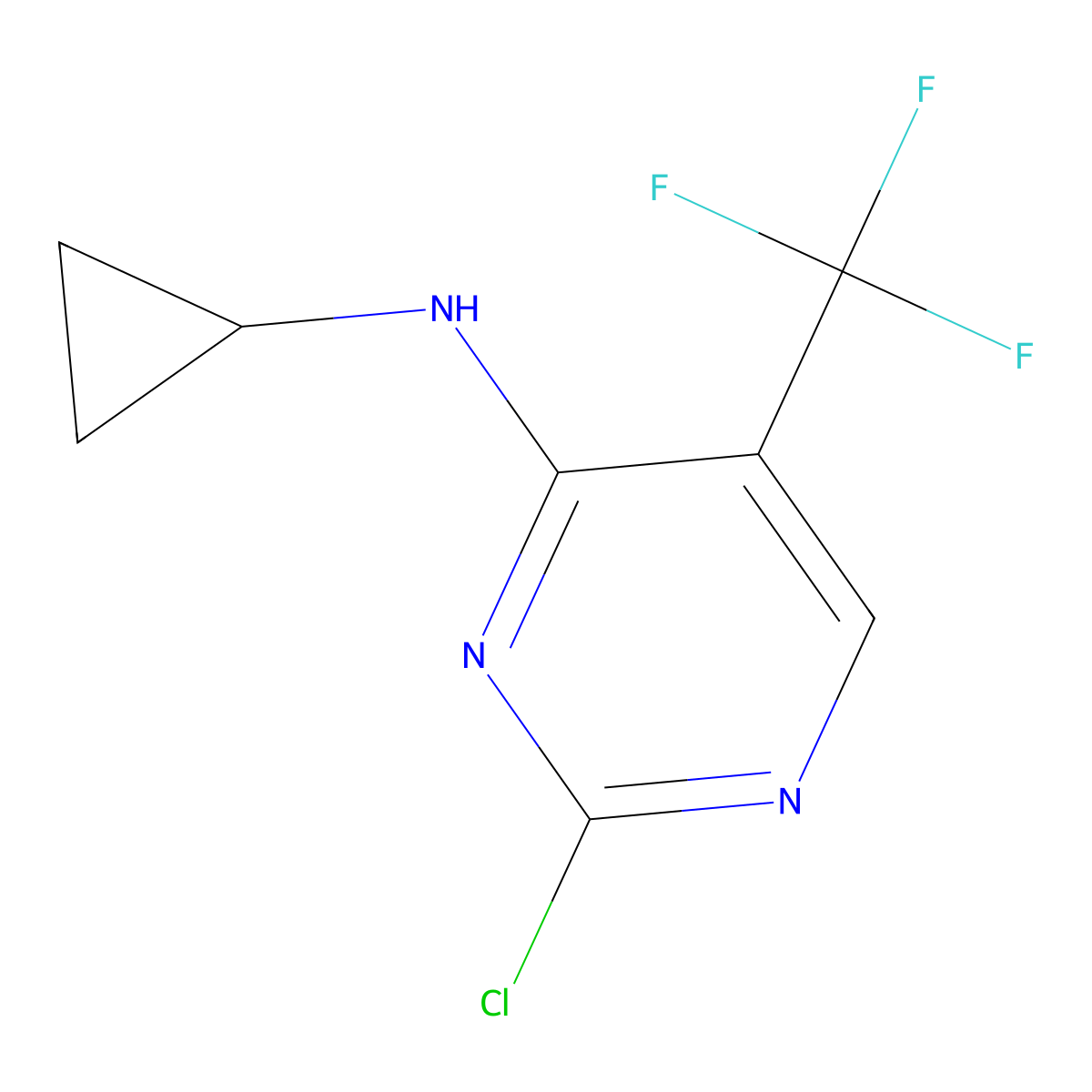 2-chloro-N-cyclopropyl-5-(trifluoromethyl)pyrimidin-4-amine molecular structure, CAS 1050602-61-3