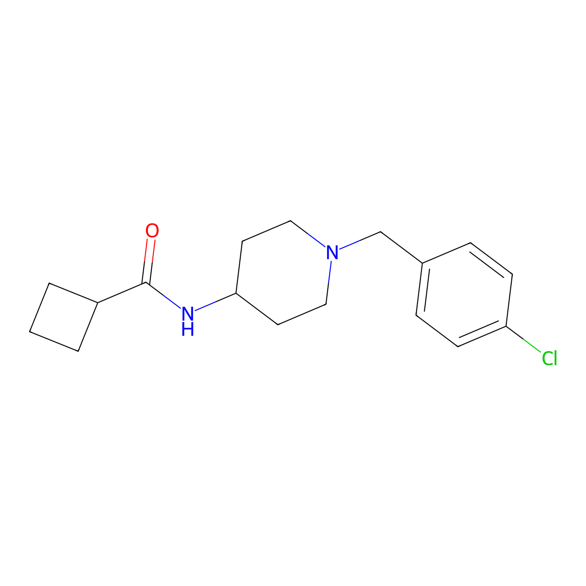 N-{1-[(4-chlorophenyl)methyl]piperidin-4-yl}cyclobutanecarboxamide molecular structure, CAS 1050612-71-9