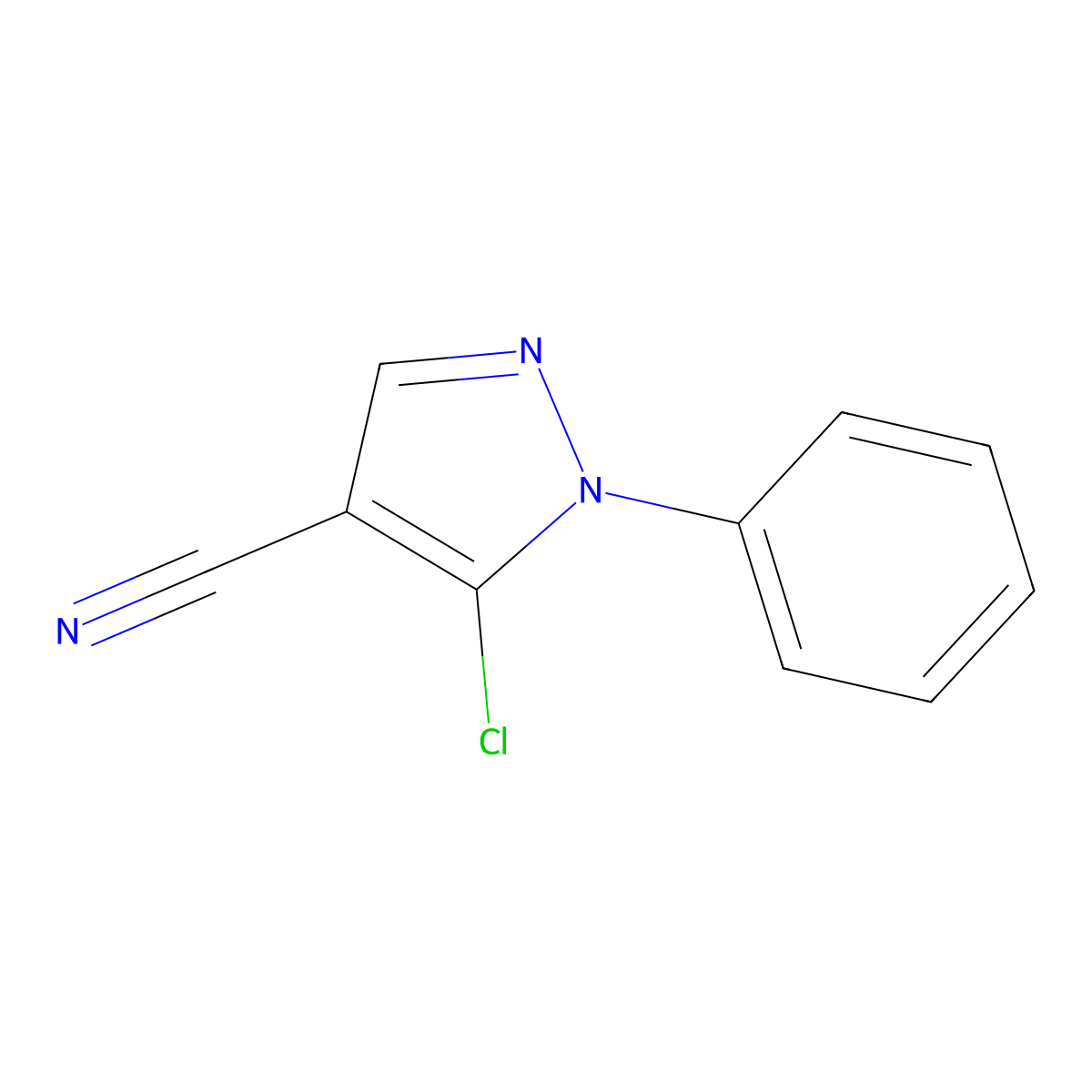 5-Chloro-1-phenyl-1H-pyrazole-4-carbonitrile molecular structure, CAS 1050619-81-2