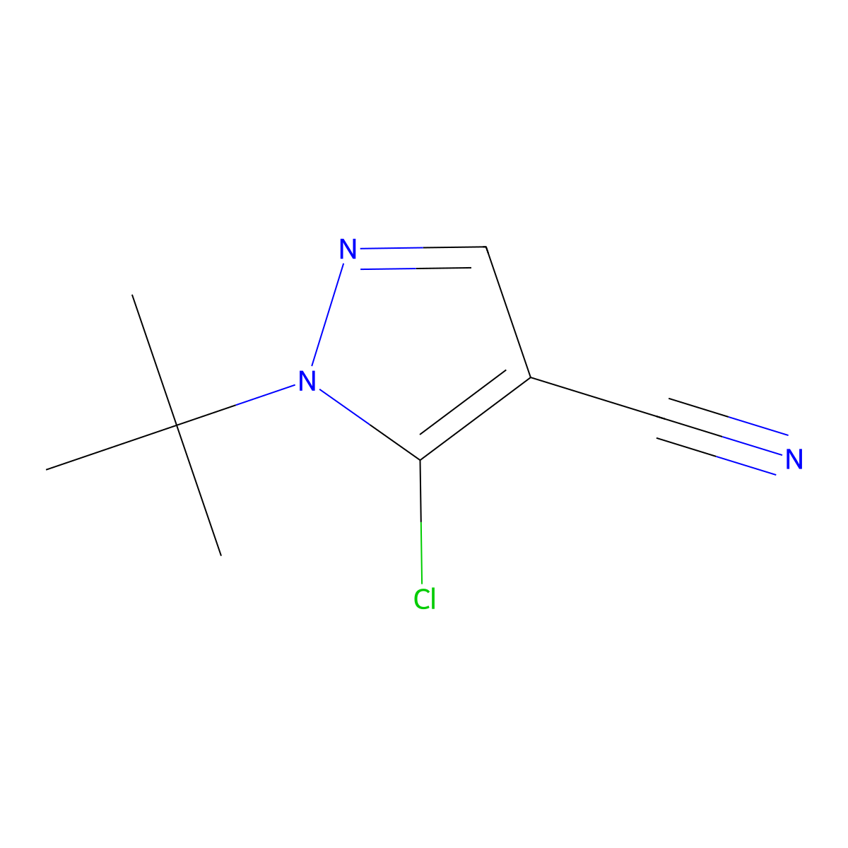 1-tert-butyl-5-chloro-1H-pyrazole-4-carbonitrile molecular structure, CAS 1050619-87-8