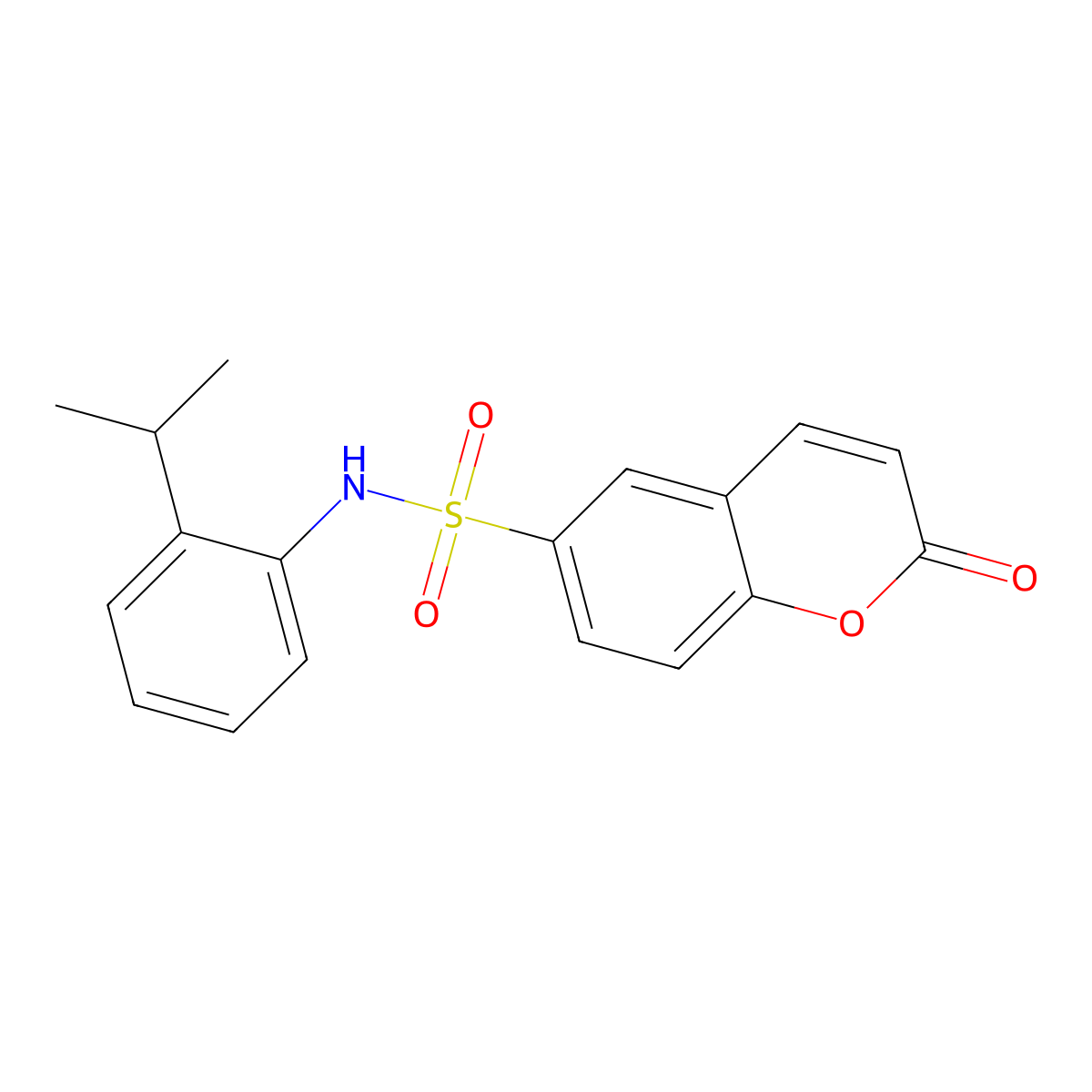 2-oxo-N-[2-(propan-2-yl)phenyl]-2H-chromene-6-sulfonamide molecular structure, CAS 1050624-33-3