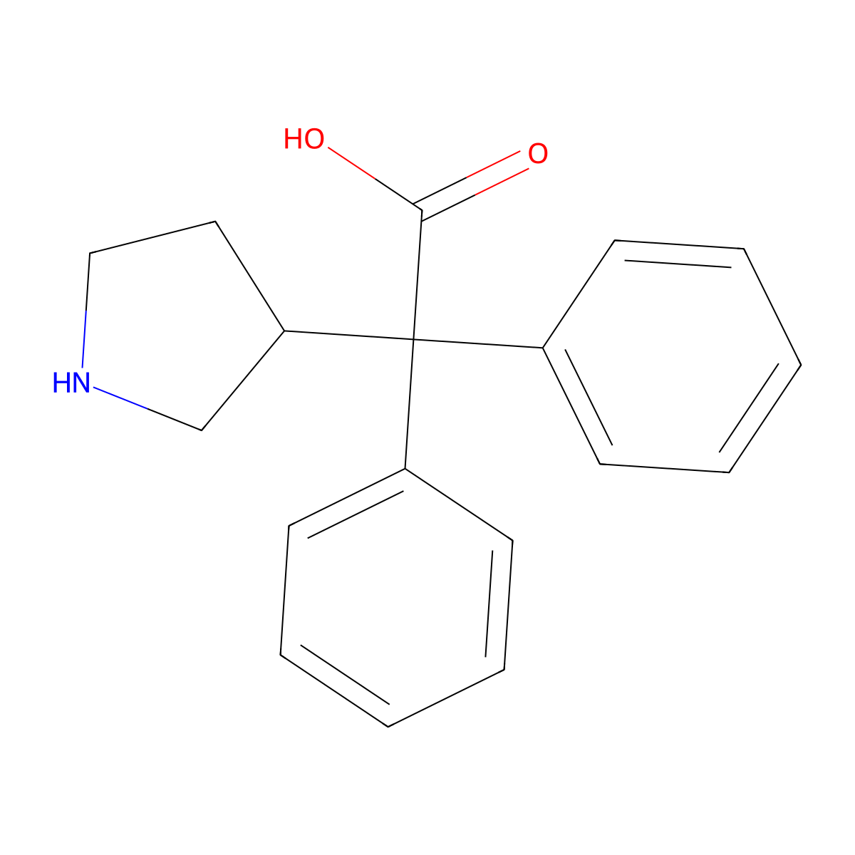 (S)-2,2-diphenyl-2-(pyrrolidin-3-yl)acetic acid molecular structure, CAS 1050646-75-7