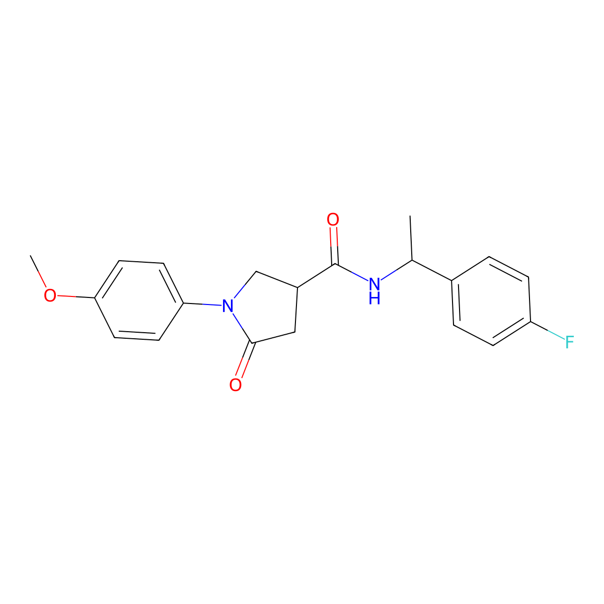 N-[1-(4-fluorophenyl)ethyl]-1-(4-methoxyphenyl)-5-oxopyrrolidine-3-carboxamide molecular structure, CAS 1050683-75-4