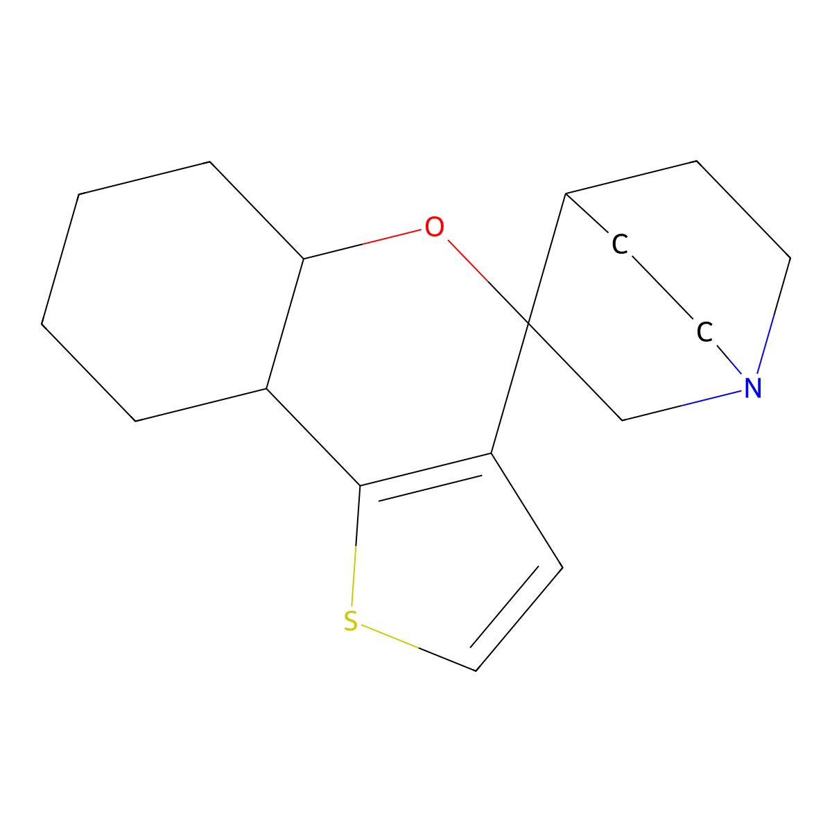 5a',6',7',8',9',9a'-Hexahydrospiro[4-azabicyclo[2.2.2]octane-2,4'-thieno[3,2-c]chromene] molecular structure, CAS 1050749-86-4