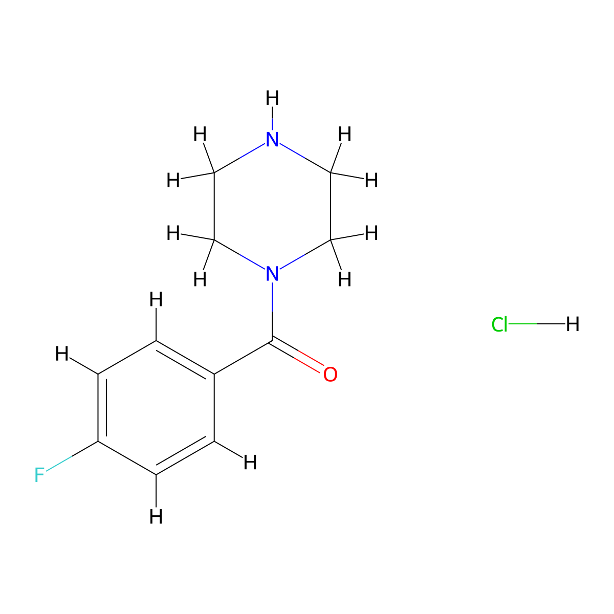 (4-Fluorophenyl)(piperazin-1-yl)methanone hydrochloride molecular structure, CAS 105078-29-3