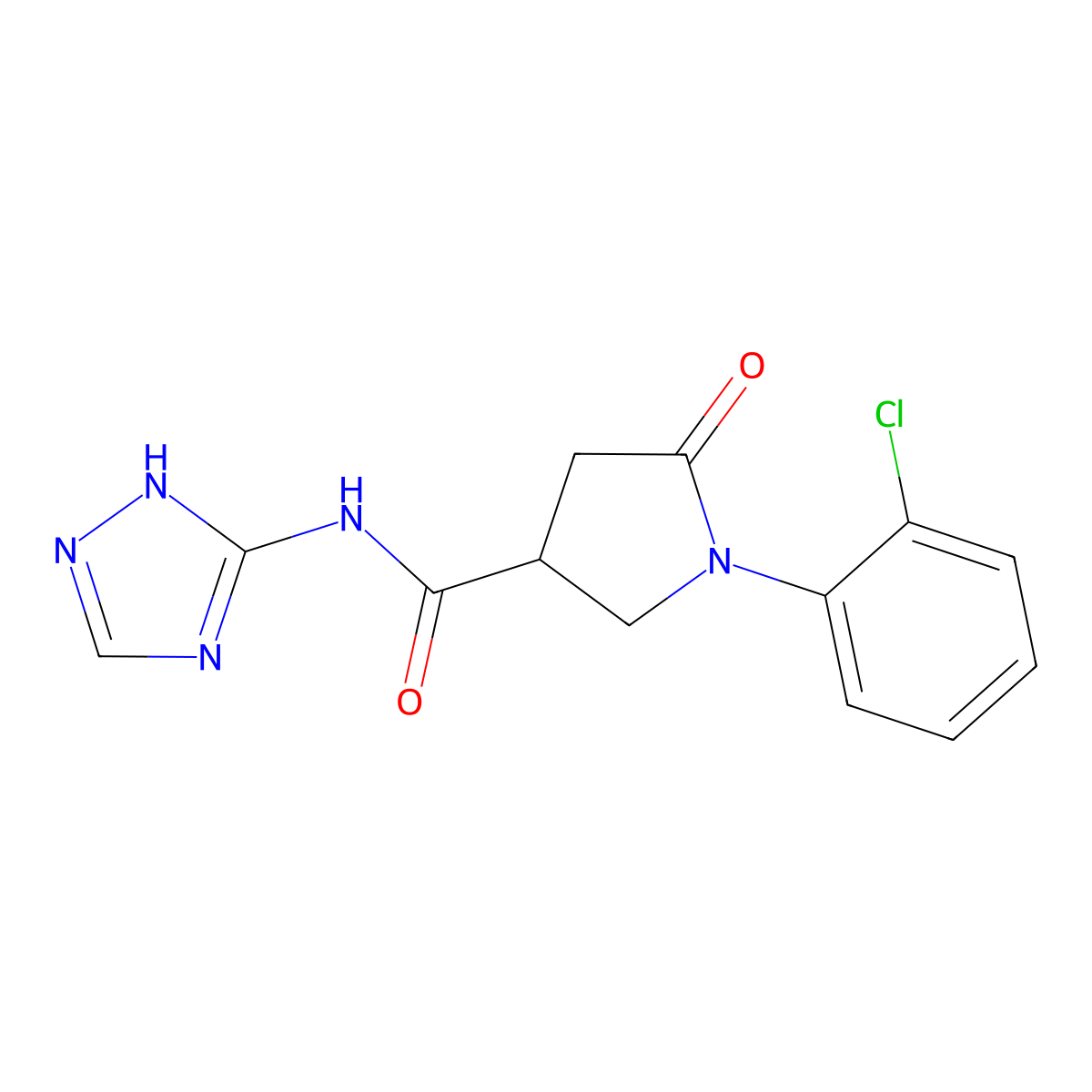 1-(2-chlorophenyl)-5-oxo-N-(4H-1,2,4-triazol-3-yl)pyrrolidine-3-carboxamide molecular structure, CAS 1050815-34-3