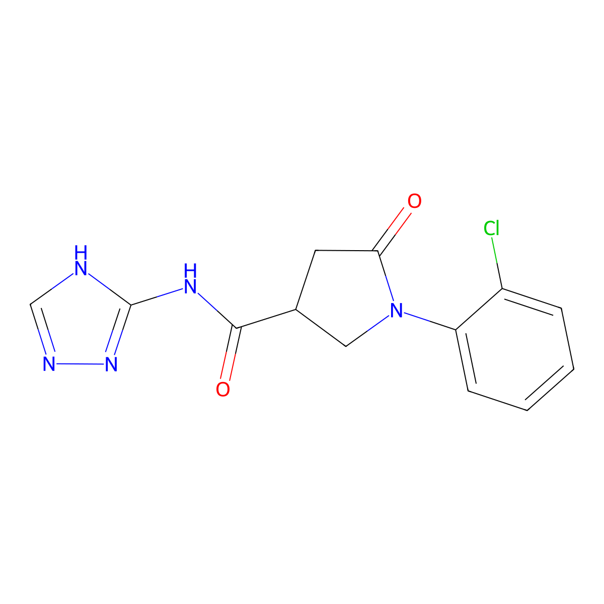 1-(2-chlorophenyl)-5-oxo-N-(4H-1,2,4-triazol-3-yl)pyrrolidine-3-carboxamide molecular structure, CAS 1050815-34-3