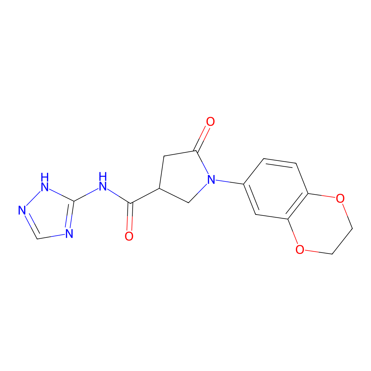 1-(2,3-dihydro-1,4-benzodioxin-6-yl)-5-oxo-N-(4H-1,2,4-triazol-3-yl)pyrrolidine-3-carboxamide molecular structure, CAS 1050816-89-1
