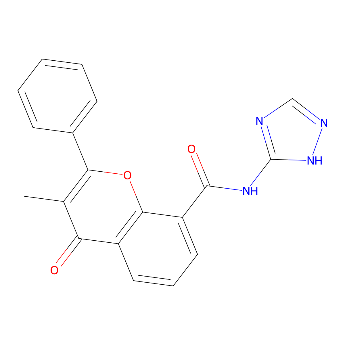 3-methyl-4-oxo-2-phenyl-N-(4H-1,2,4-triazol-3-yl)-4H-chromene-8-carboxamide molecular structure, CAS 1050817-52-1