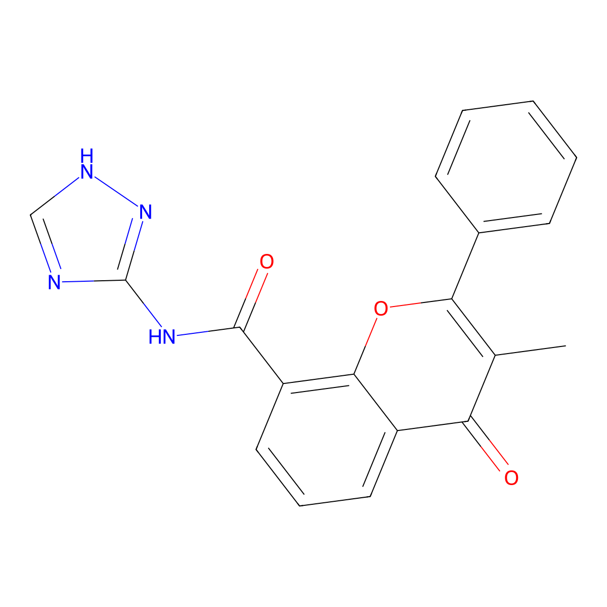 3-methyl-4-oxo-2-phenyl-N-(4H-1,2,4-triazol-3-yl)-4H-chromene-8-carboxamide molecular structure, CAS 1050817-52-1
