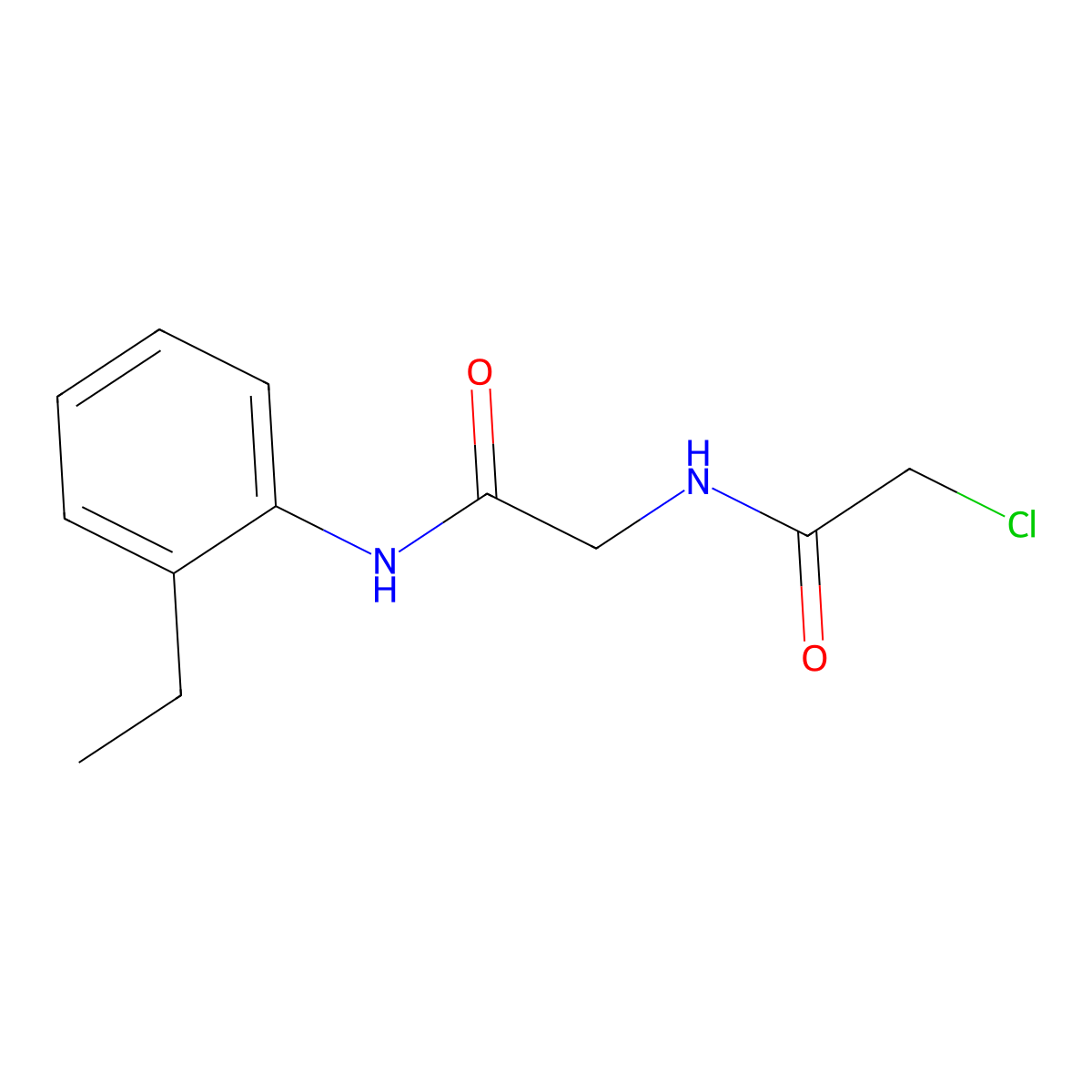 2-chloro-N-(((2-ethylphenyl)carbamoyl)methyl)acetamide molecular structure, CAS 1050883-77-6