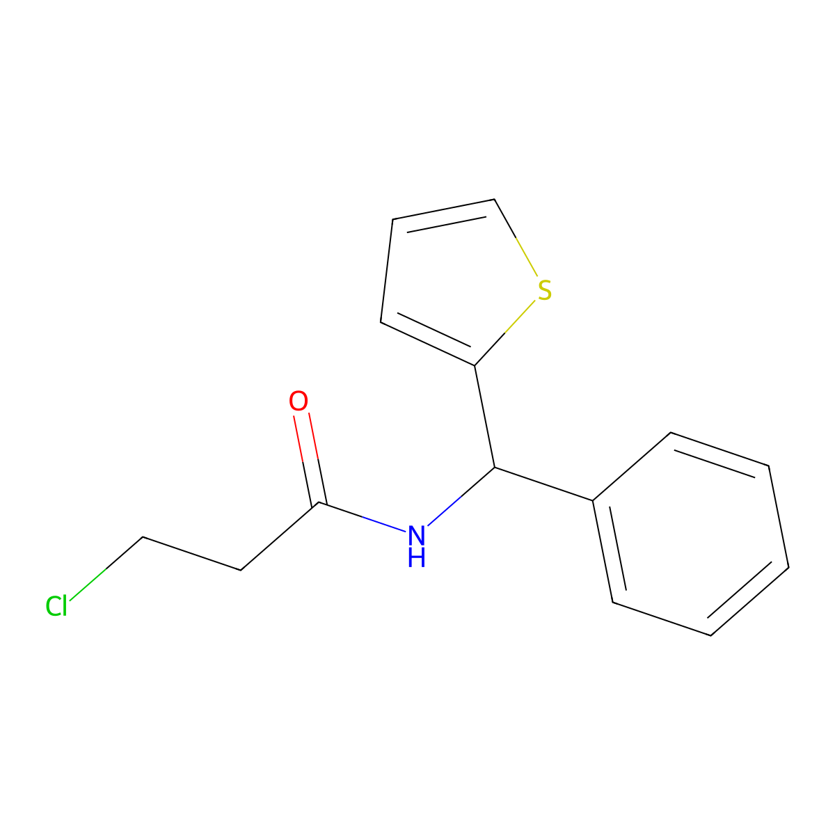3-chloro-N-[phenyl(thiophen-2-yl)methyl]propanamide molecular structure, CAS 1050883-84-5