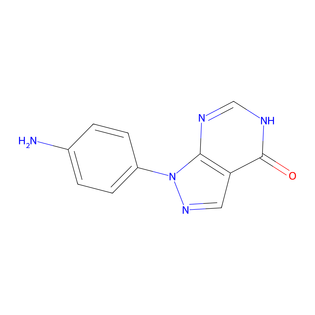 1-(4-aminophenyl)-1H,4H,5H-pyrazolo(3,4-d)pyrimidin-4-one molecular structure, CAS 1050884-19-9