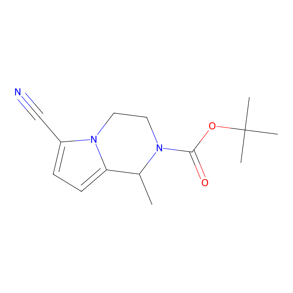 tert-butyl 6-cyano-1-methyl-1H,2H,3H,4H-pyrrolo[1,2-a]pyrazine-2-carboxylate molecular structure, CAS 1050884-26-8