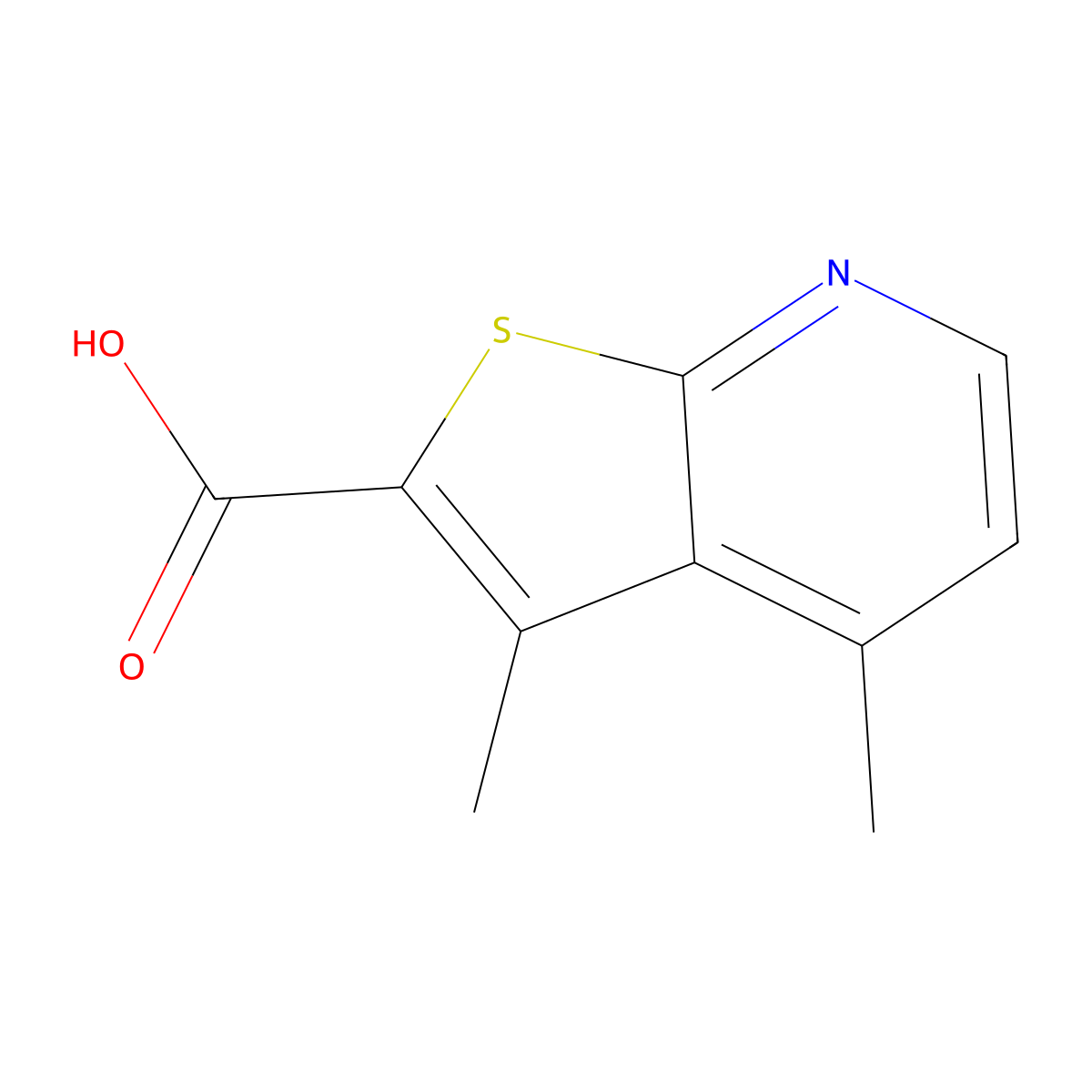 3,4-Dimethylthieno[2,3-b]pyridine-2-carboxylic acid molecular structure, CAS 1050884-45-1