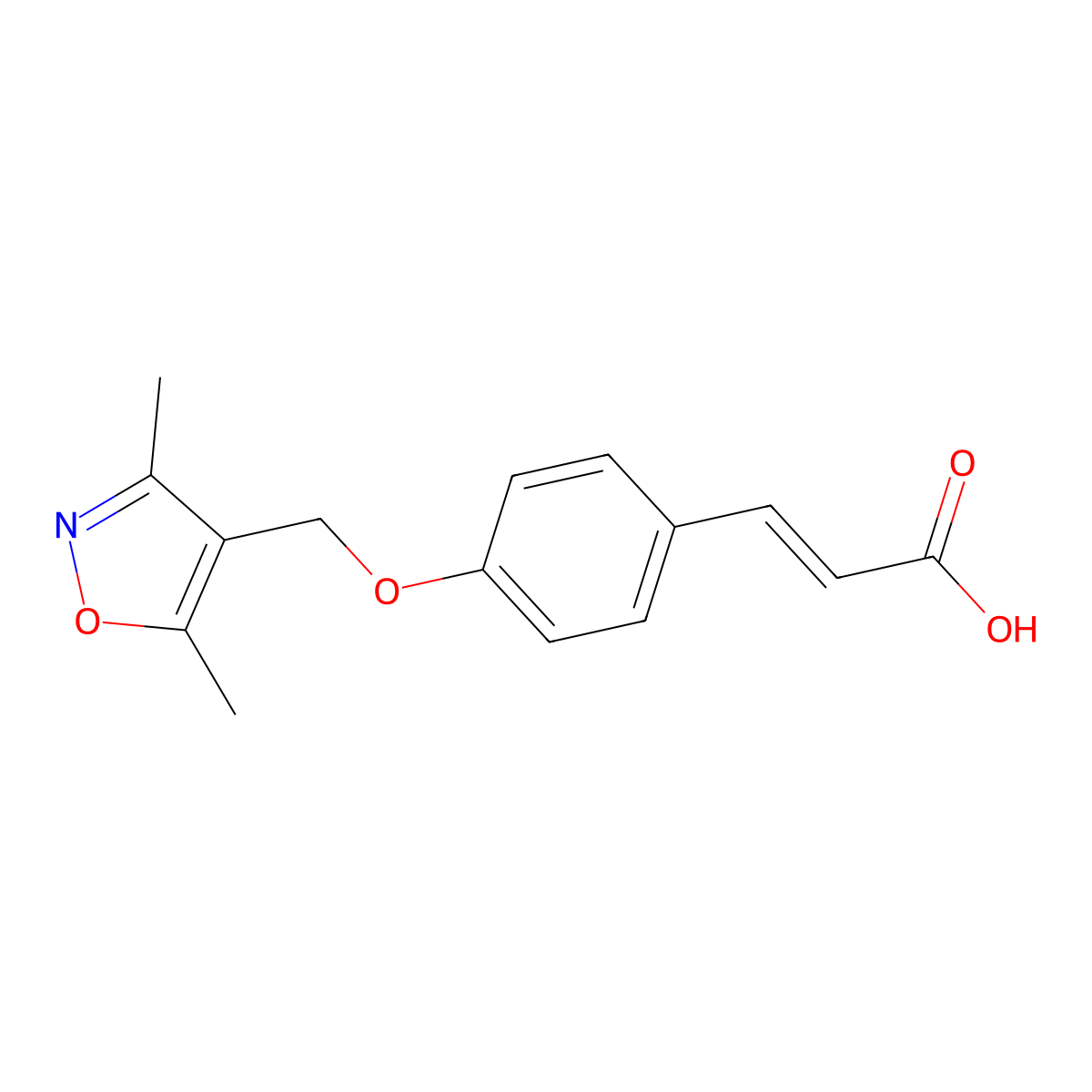(2E)-3-{4-[(3,5-dimethyl-1,2-oxazol-4-yl)methoxy]phenyl}prop-2-enoic acid molecular structure, CAS 1050884-51-9