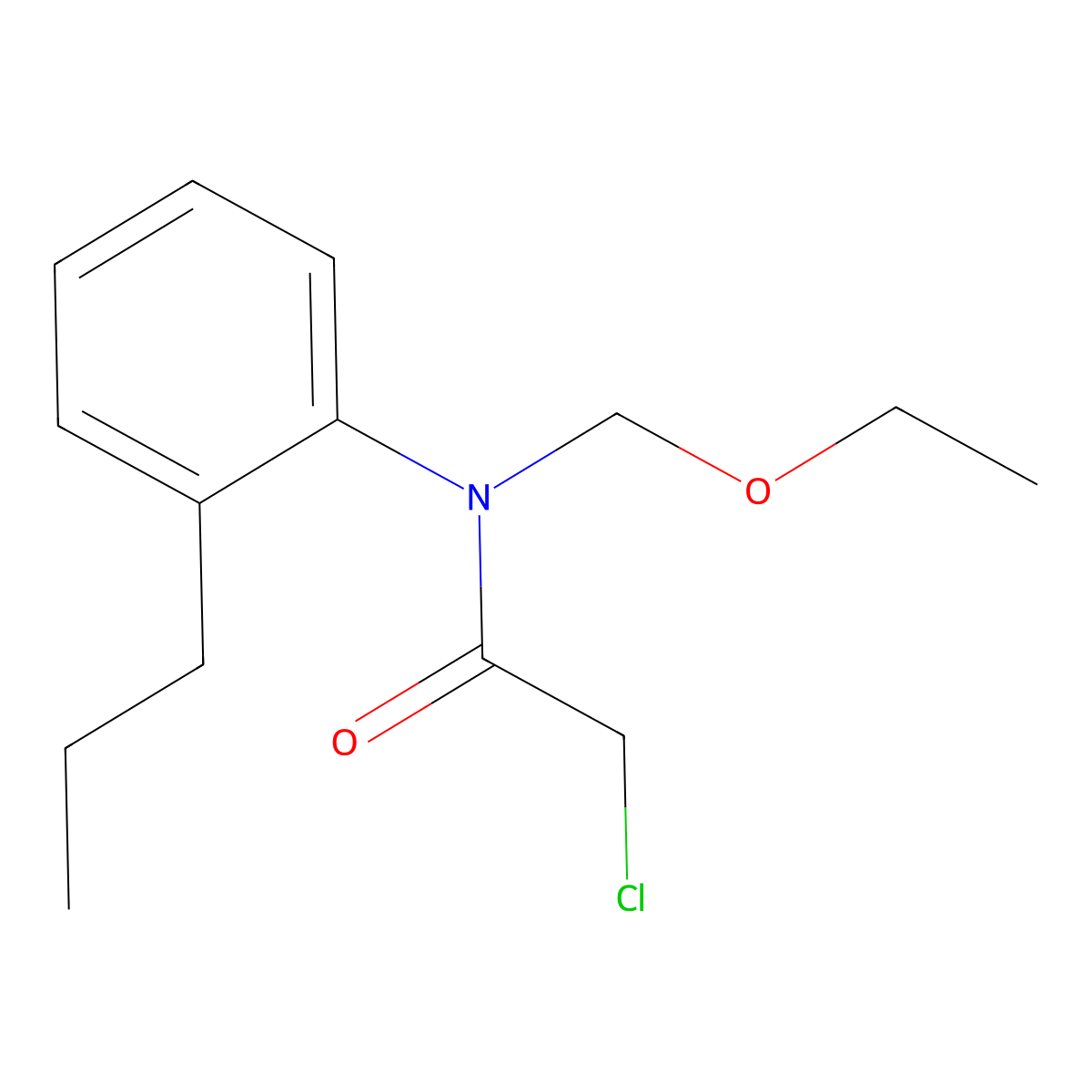 2-chloro-N-(ethoxymethyl)-N-(2-propylphenyl)acetamide molecular structure, CAS 1050884-65-5