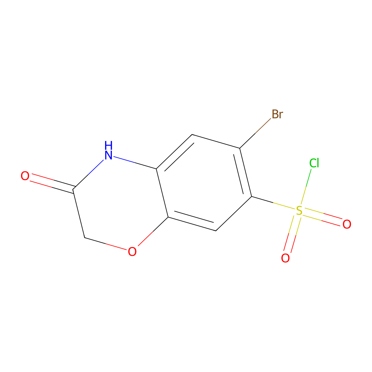 6-Bromo-3,4-dihydro-3-oxo-2H-1,4-benzoxazine-7-sulfonyl chloride molecular structure, CAS 1050884-93-9