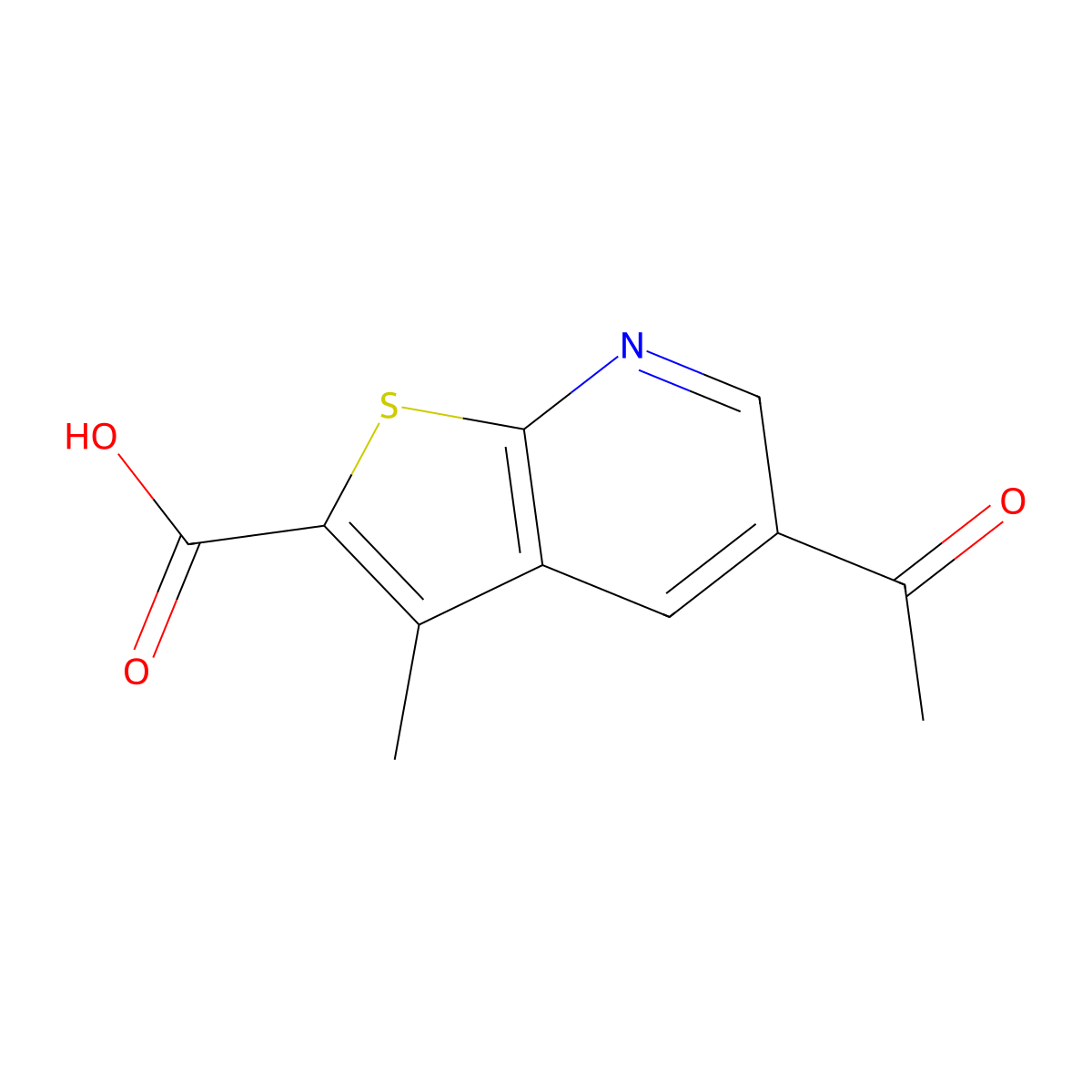 5-Acetyl-3-methylthieno[2,3-b]pyridine-2-carboxylic acid molecular structure, CAS 1050885-00-1