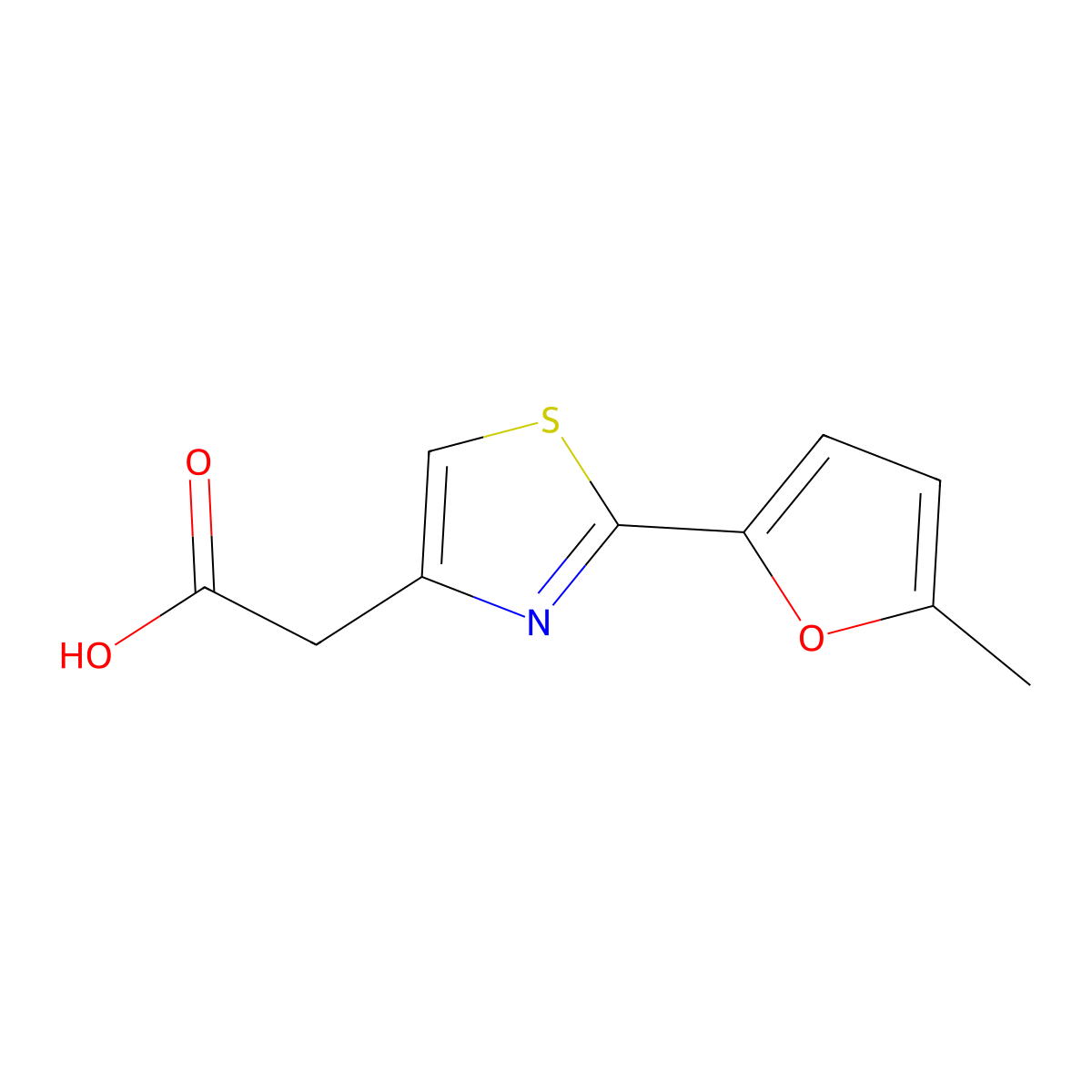 [2-(5-Methyl-2-furyl)-1,3-thiazol-4-yl]acetic acid molecular structure, CAS 1050885-30-7