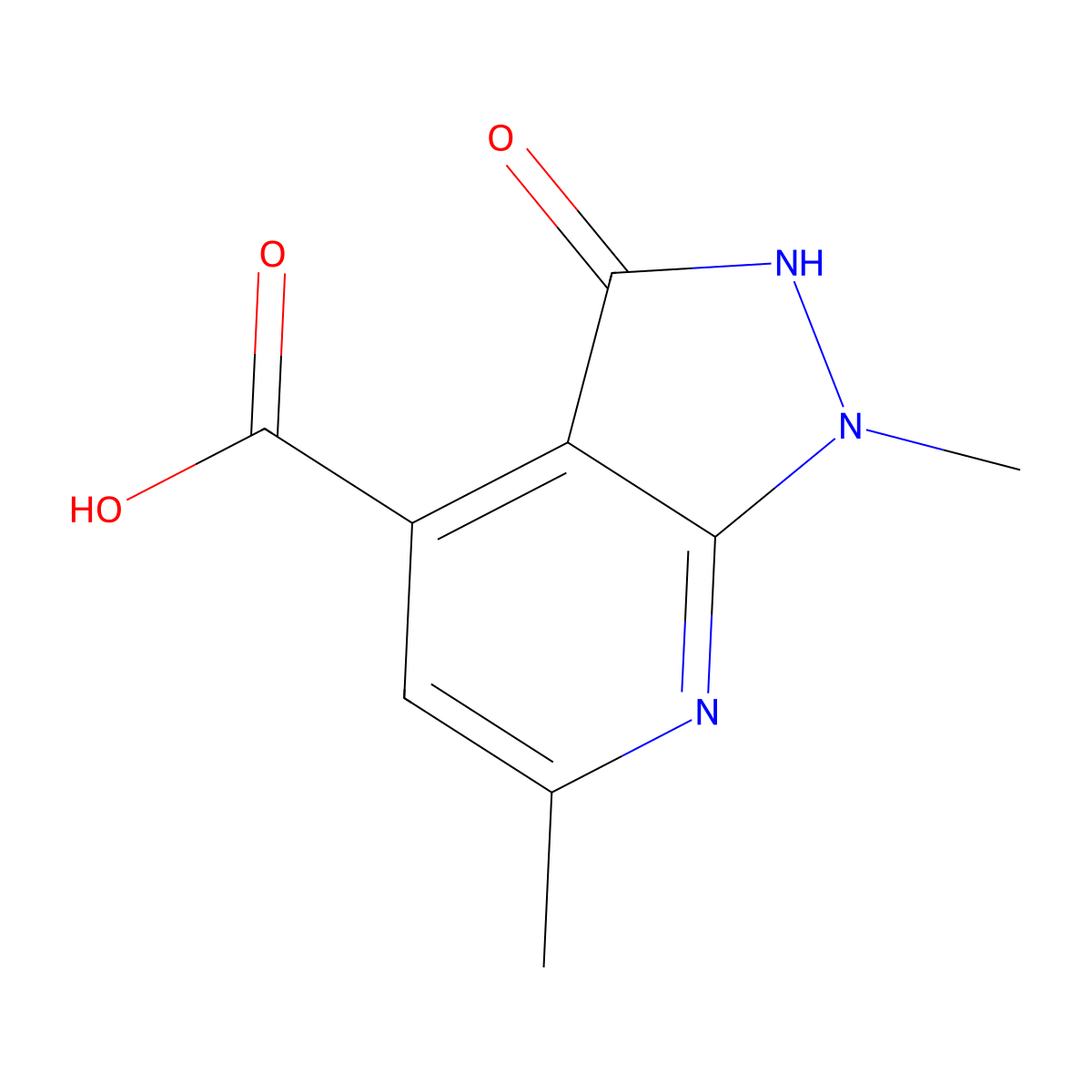1,6-dimethyl-3-oxo-1H,2H,3H-pyrazolo[3,4-b]pyridine-4-carboxylic acid molecular structure, CAS 1050885-37-4