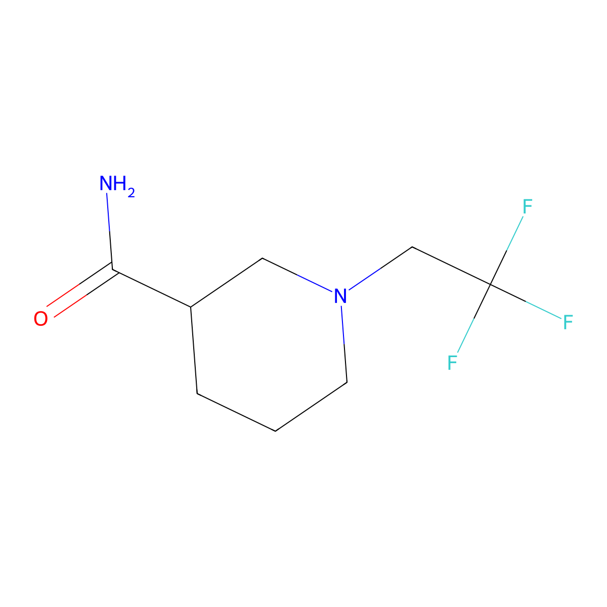 1-(2,2,2-Trifluoroethyl)piperidine-3-carboxamide molecular structure, CAS 1050885-44-3