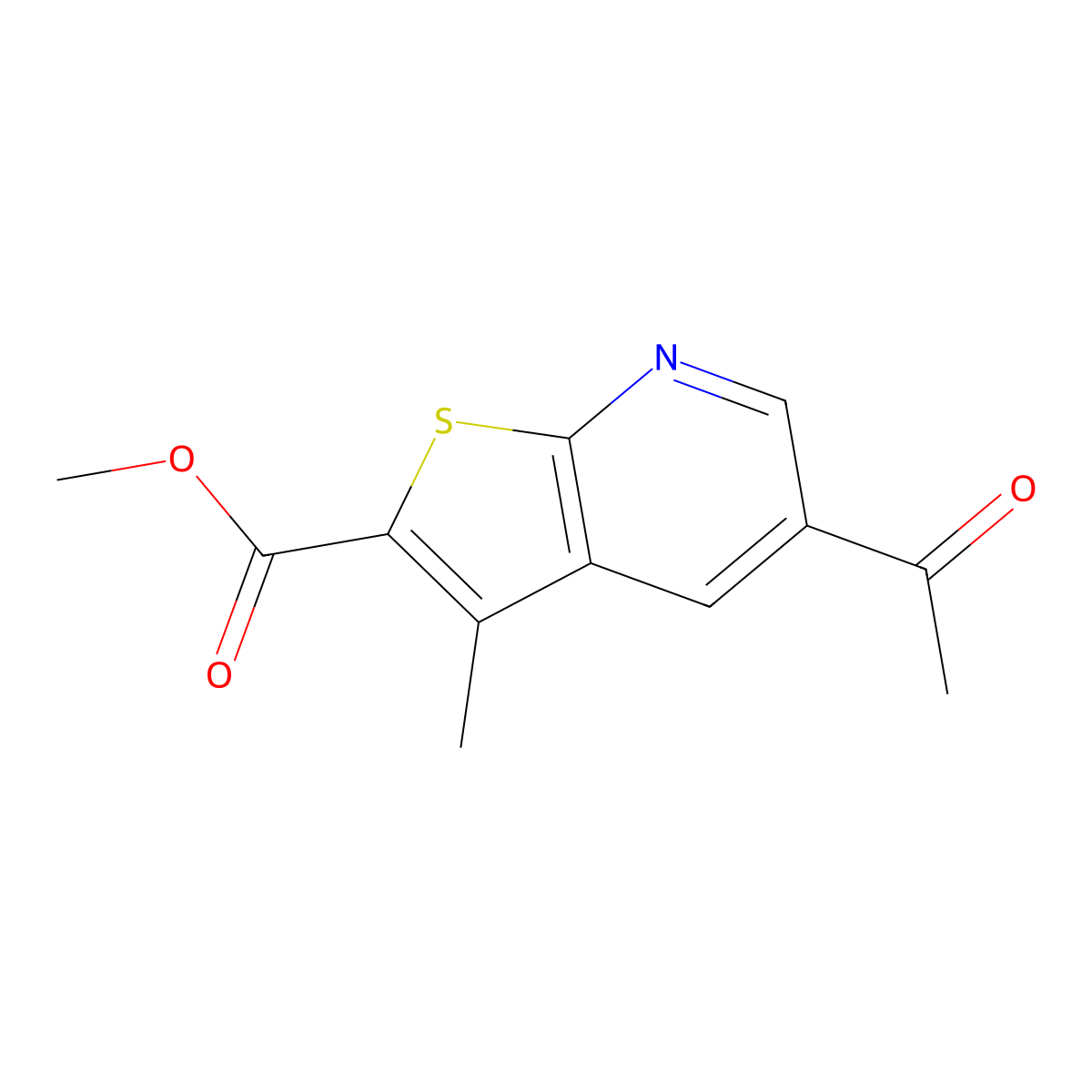 Methyl 5-acetyl-3-methylthieno[2,3-b]pyridine-2-carboxylate molecular structure, CAS 1050885-86-3