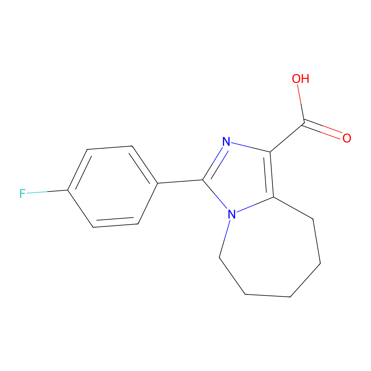3-(4-fluorophenyl)-5H,6H,7H,8H,9H-imidazo[1,5-a]azepine-1-carboxylic acid molecular structure, CAS 1050886-00-4